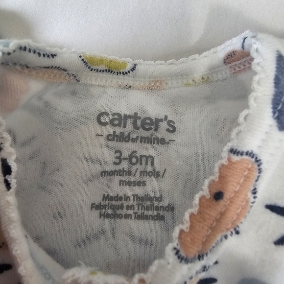 Set of 2 Baby Girl 3-6 M Bodysuits Carters & Cloud Island Green Pink Floral - Picture 5 of 11